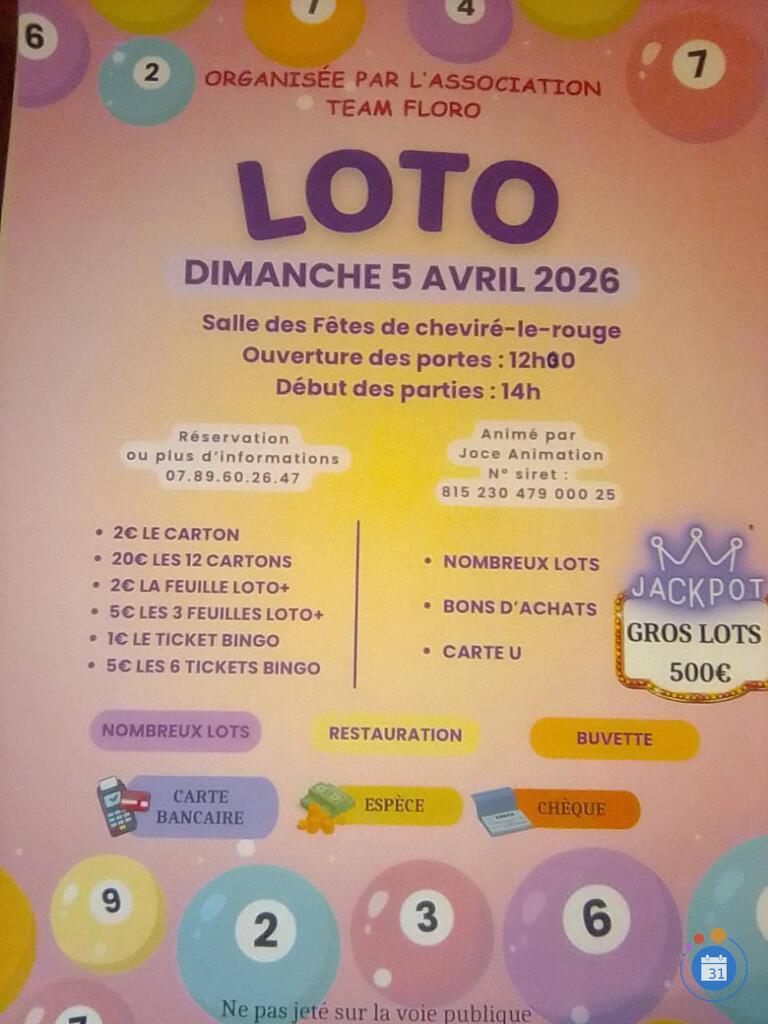 Image LOTO organise par la TEAM FLORO animé par JOCE ANIMATION (photo 1)