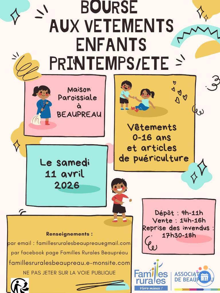 Image Bourse aux vêtements enfants de 0 a 16 ans printemps été (photo 1)
