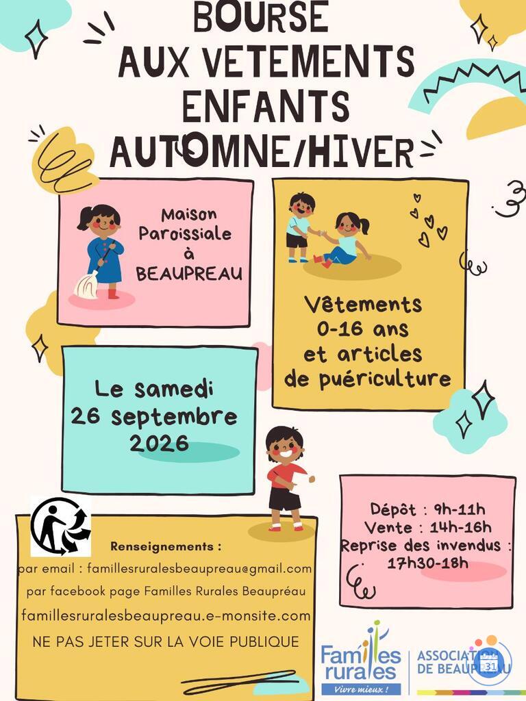 Image Bourse aux vêtements enfants de 0 a 16 ans automne hiver (photo 1)