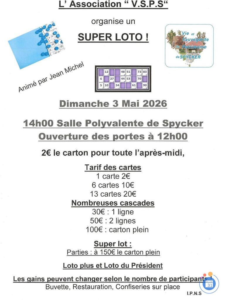 Image Super Loto organisé par V.S..P.S (photo 1)