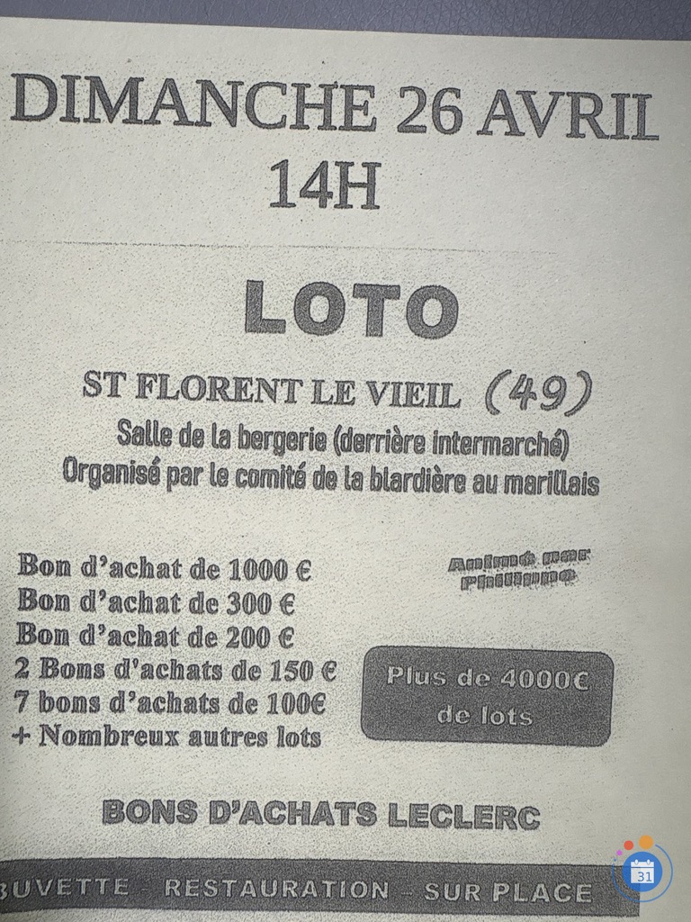 Image Loto à St Florent le vieil (photo 1)