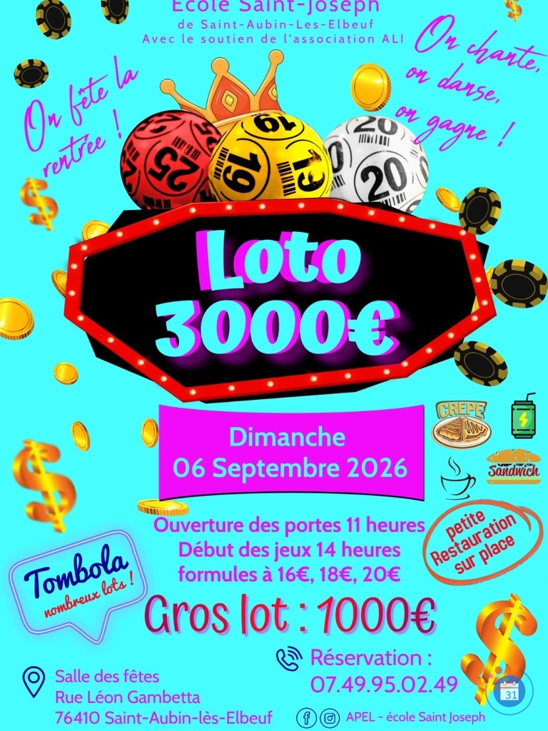 Image Méga loto 3000 Euros au profit de l'école Saint Joseph (photo 1)