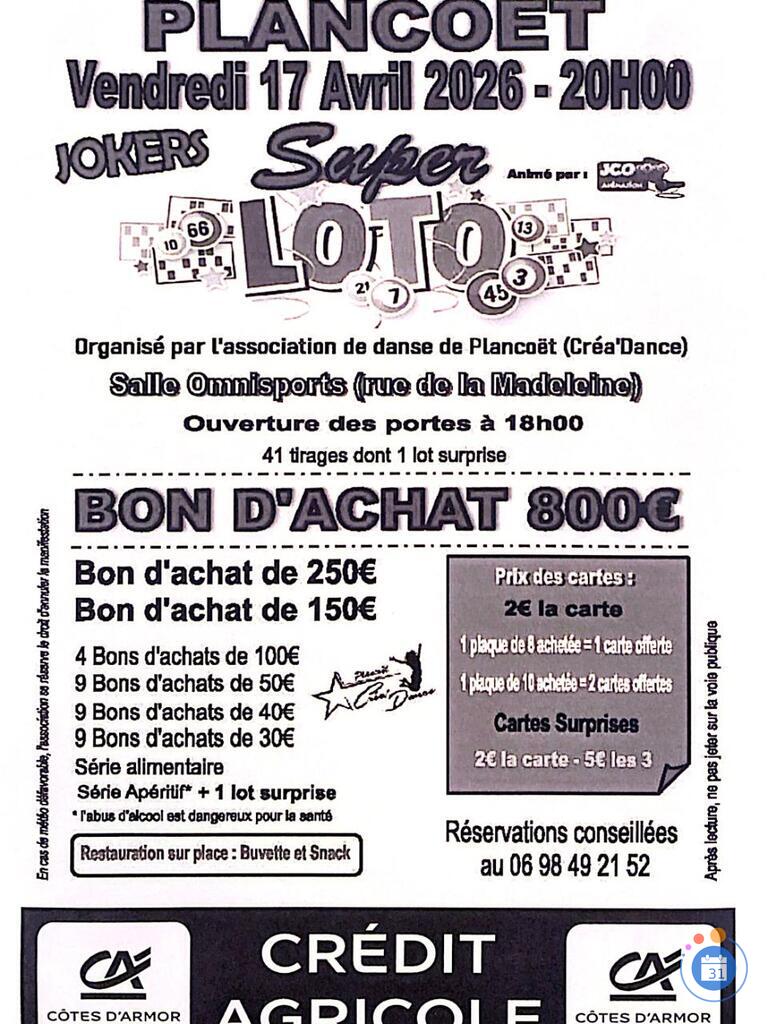 Image Super loto association Créa Danse de Plancoët avec JCO (photo 1)