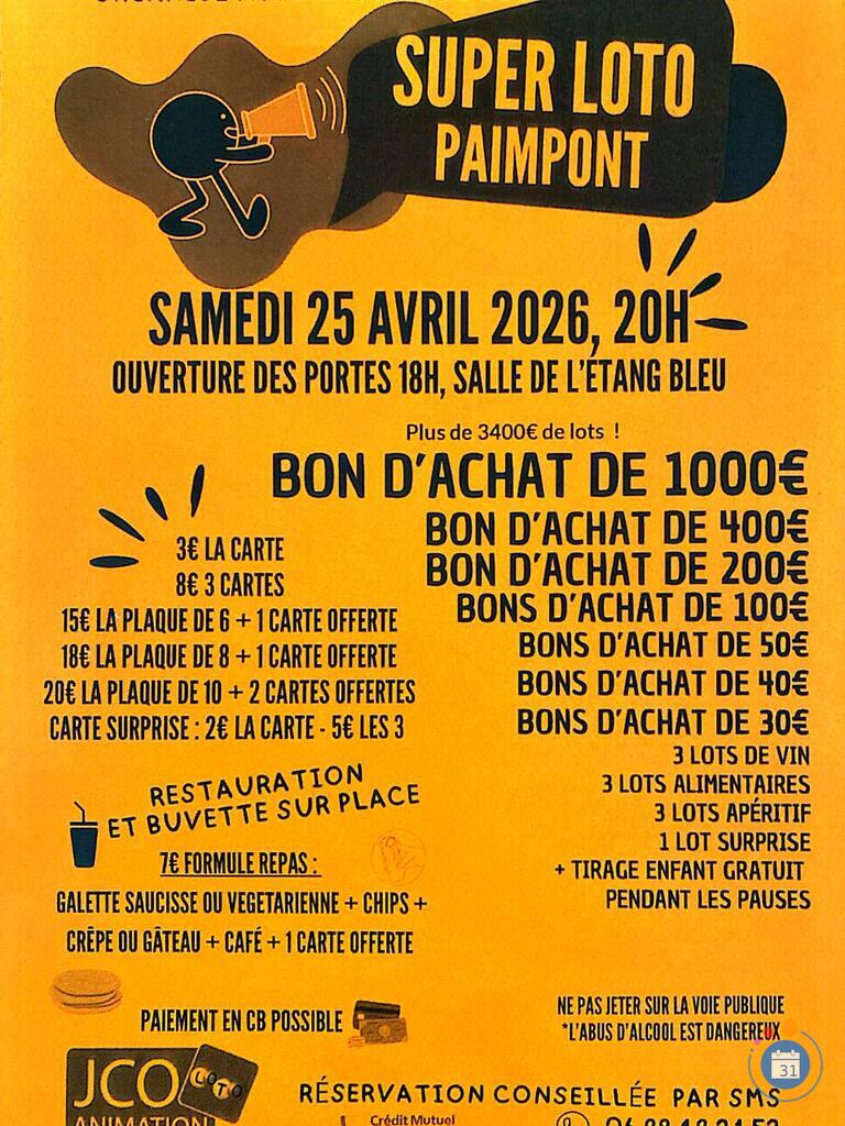 Image Super loto Amicale laïque Marthe Niel Paimpont avec JCO (photo 1)