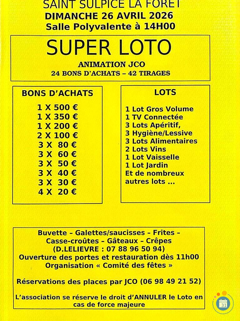 Image Super loto du Comité des Fêtes St Sulpice avec JCO (photo 1)