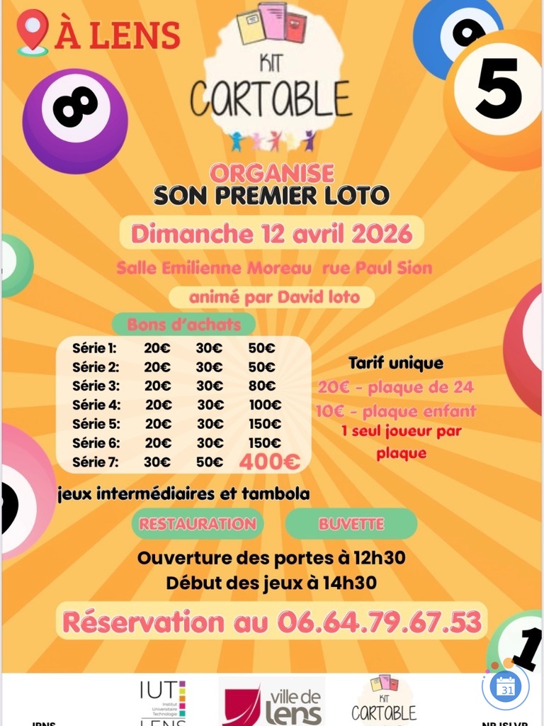 Image Premier Loto solidaire asso KitCartable IUT de Lens (photo 1)