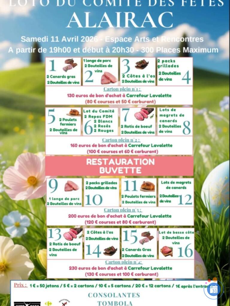 Image Loto du comité des fêtes d'Alairac (photo 1)