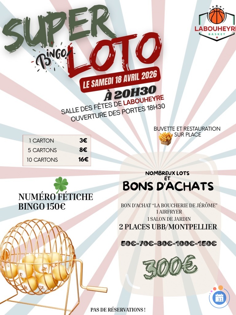 Image Super loto bingo de la jsl basket (photo 1)