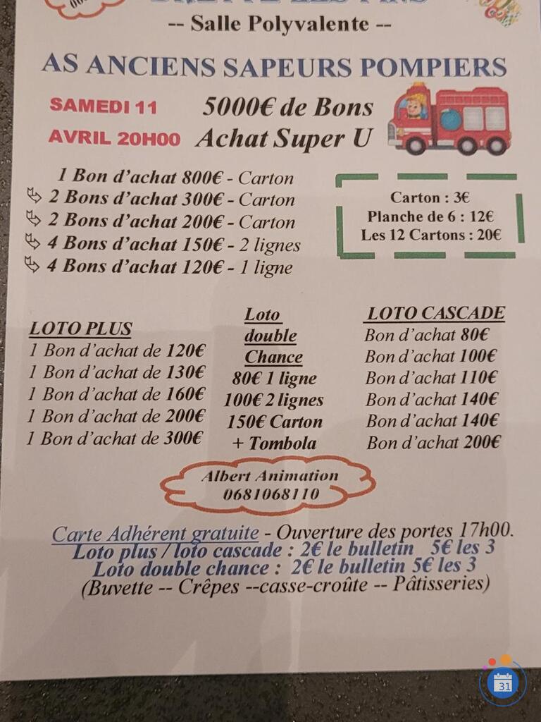 Image Loto des Anciens Sapeurs-Pompiers de Brette Les Pins (photo 1)