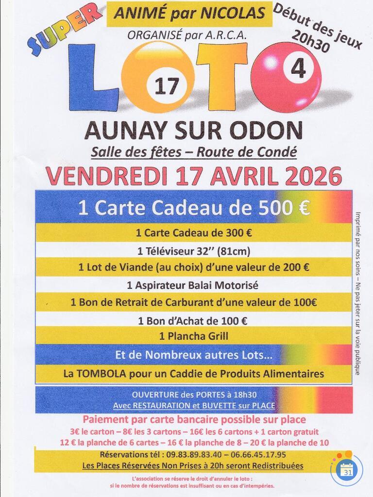 Image SUPER LOTO Animé par Nicolas Organisé par ARCA (photo 1)