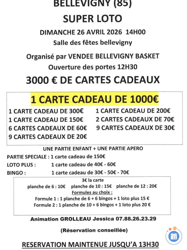 Image Super loto organise par vendee bellevigny basket (photo 1)