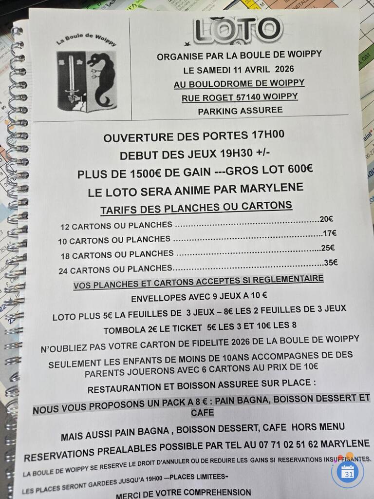 Image Loto de la boule de woippy (photo 1)