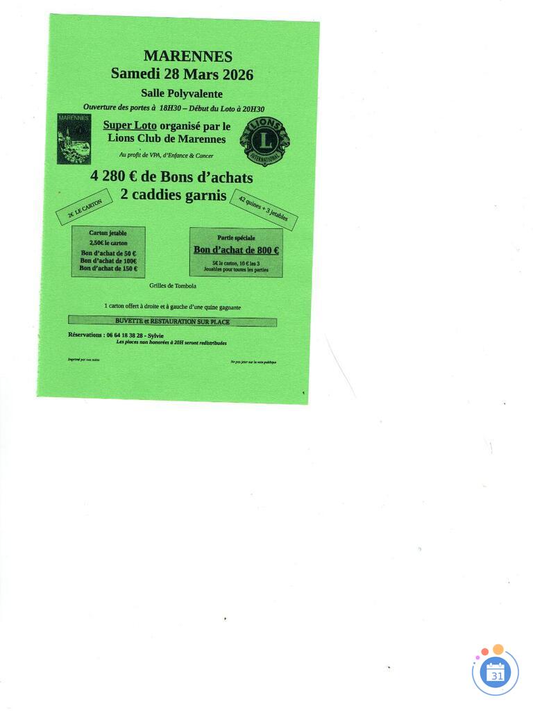 Image Loto lions club marennes (photo 1)