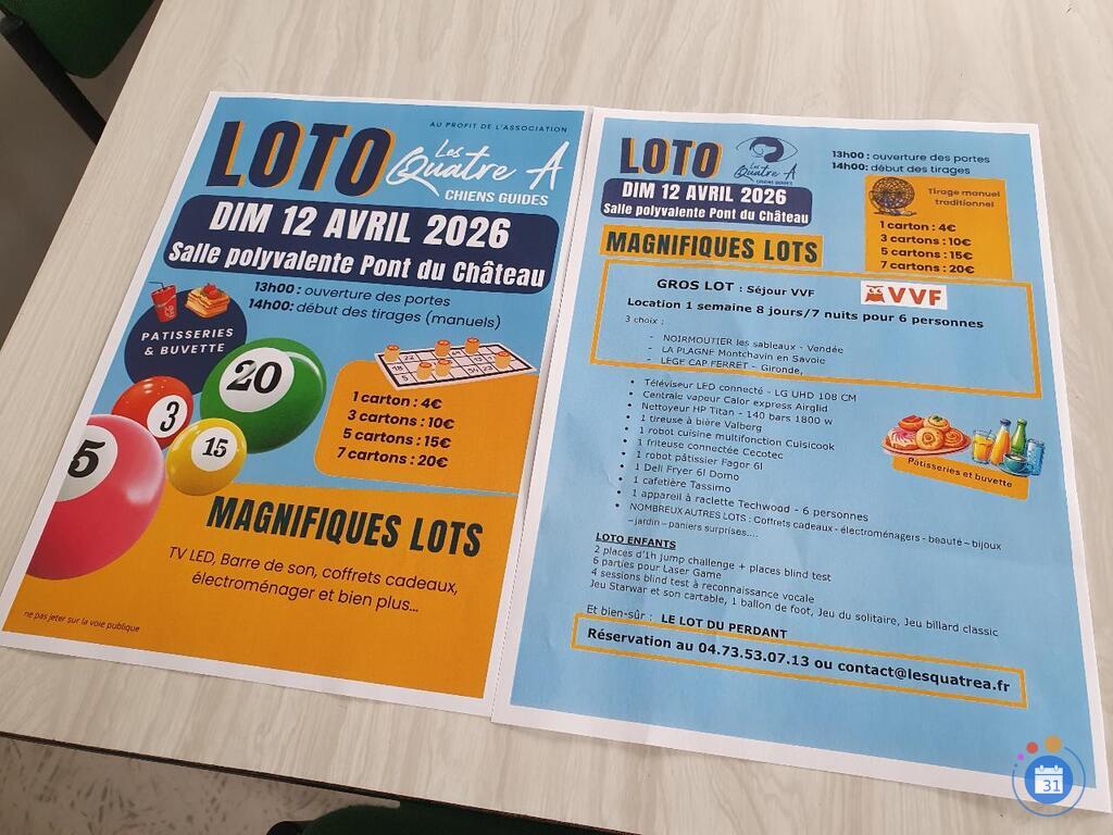 Image Grand loto au profit des chiens guides les quatre a (photo 1)