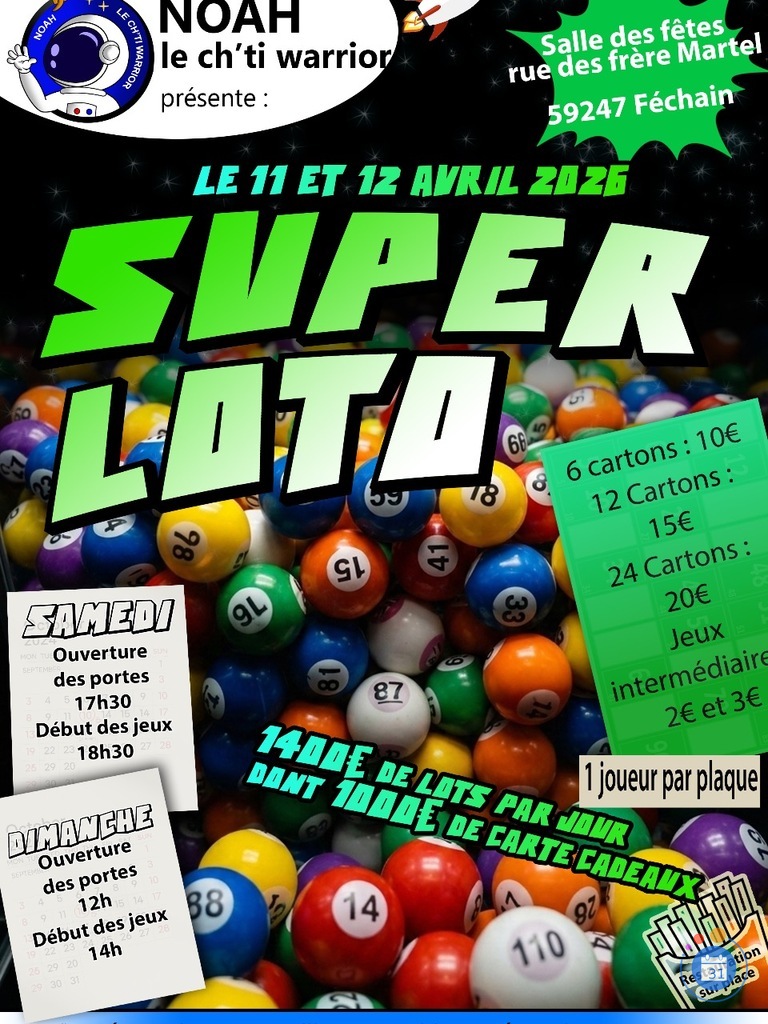 Image Super loto pour Noah samedi et dimanche à fechain (photo 1)
