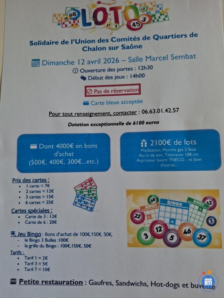 Image Loto solidaire de l'Union des Comités de quartier Chalon (photo 1)