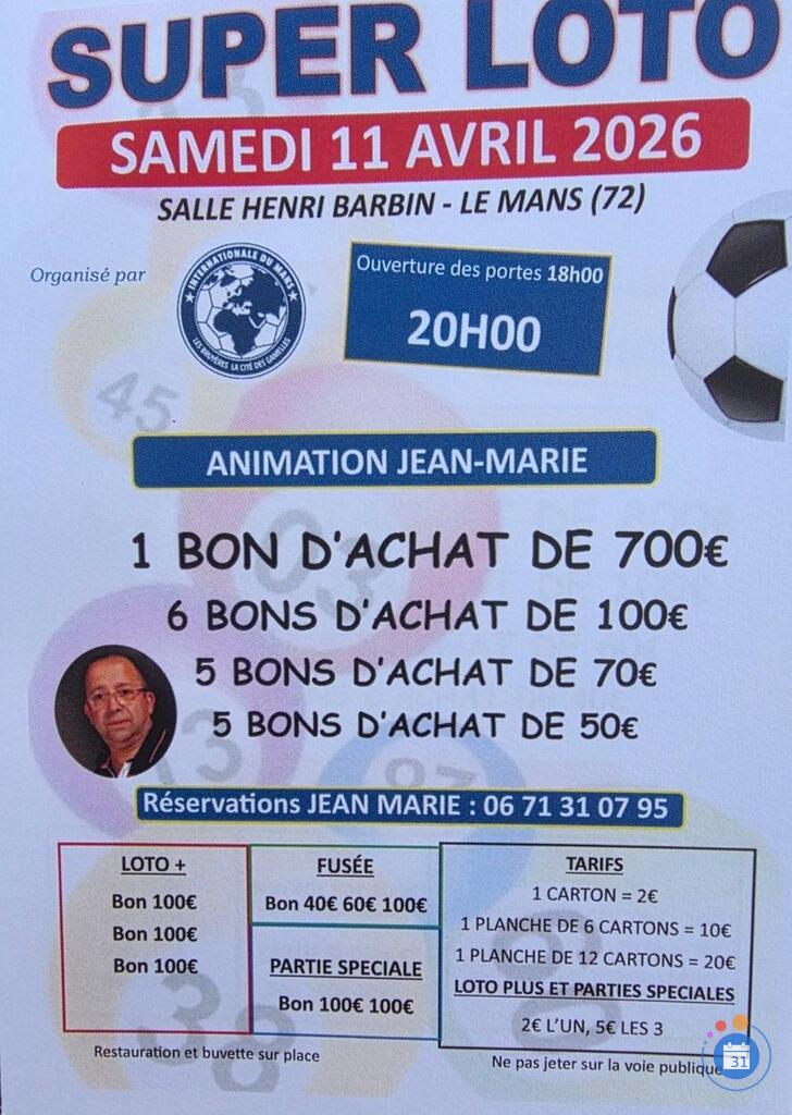 Image Super loto le mans inter anime par jean marie (photo 1)